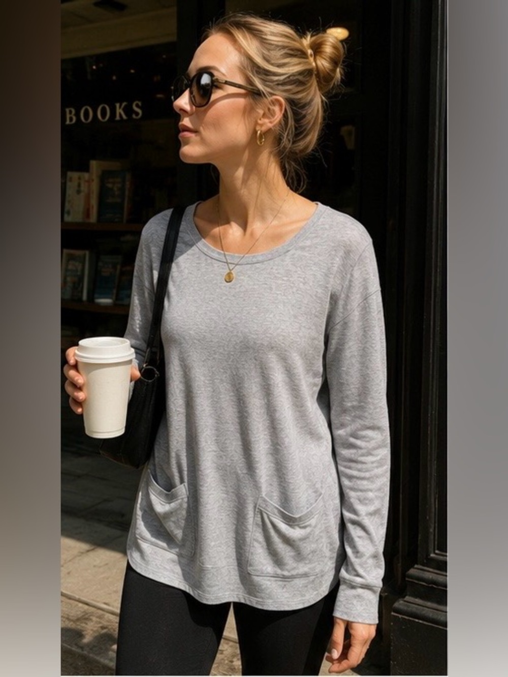 BANANA REPUBLIC Grey Pocket Sweatshirt - Medium